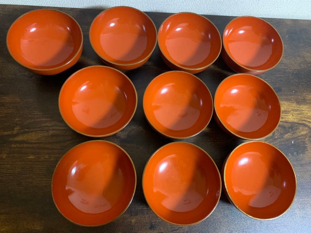 金彩蒔絵　木製漆塗吸物椀　10客　大きめ　時代物