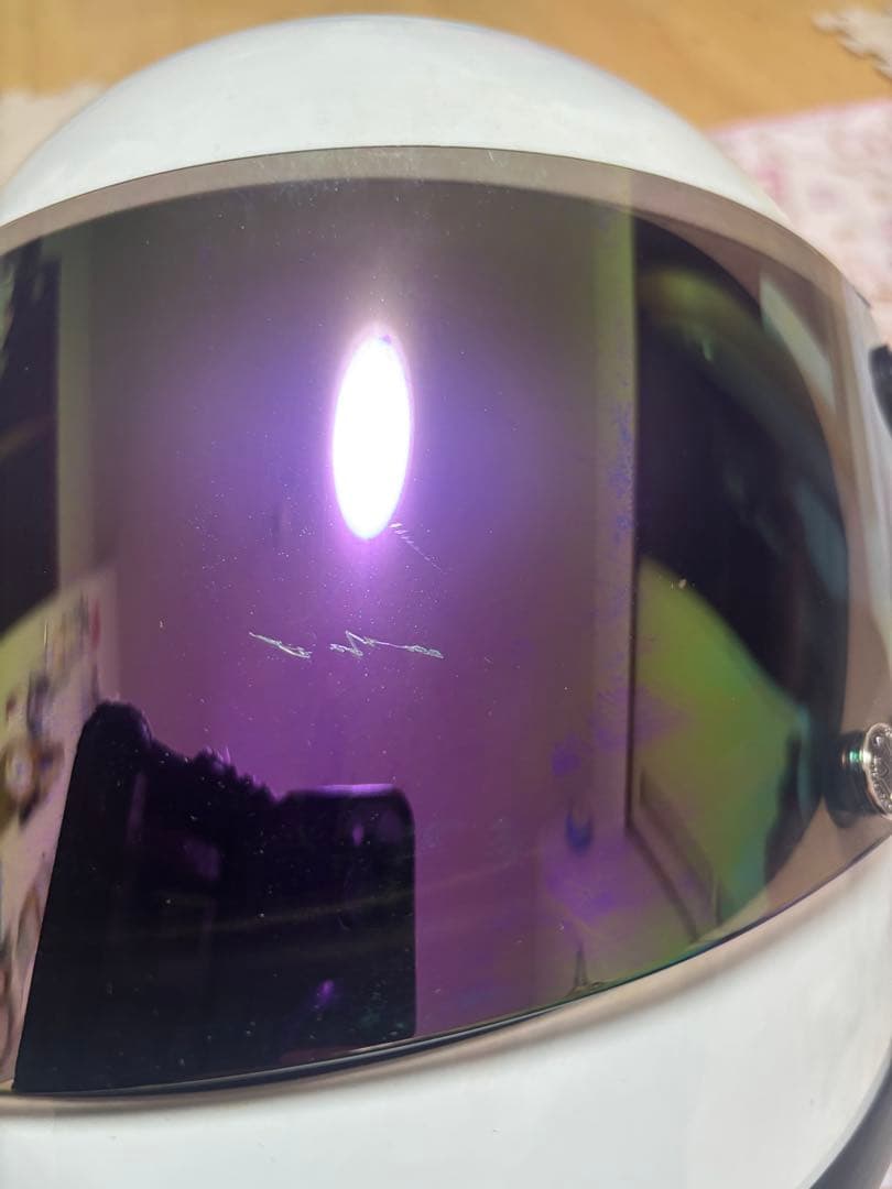 族ヘル風　ホワイト フルフェイスヘルメット ミラーシールド付き