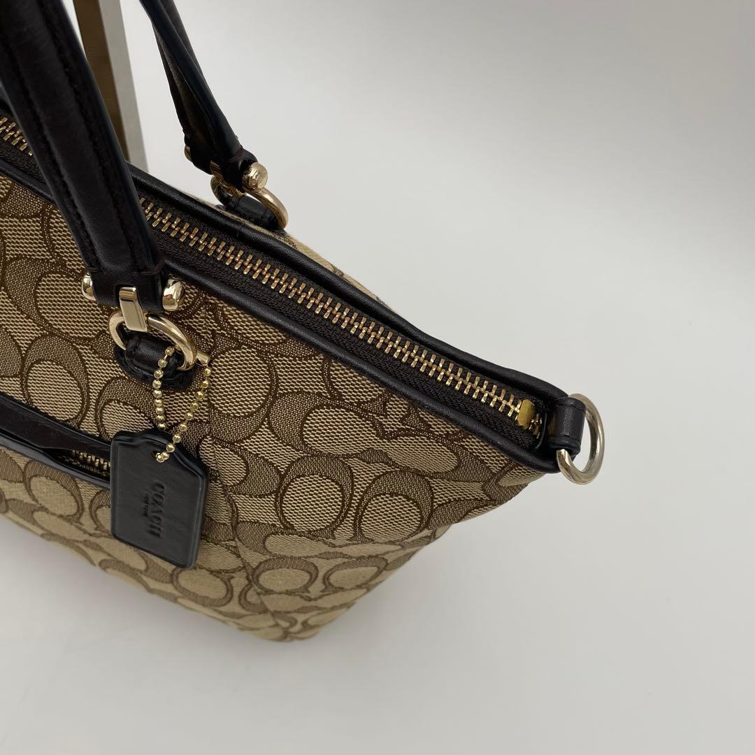 極美品✨保存袋付 コーチ 2way トート ショルダーバッグ キャンバス×レザー