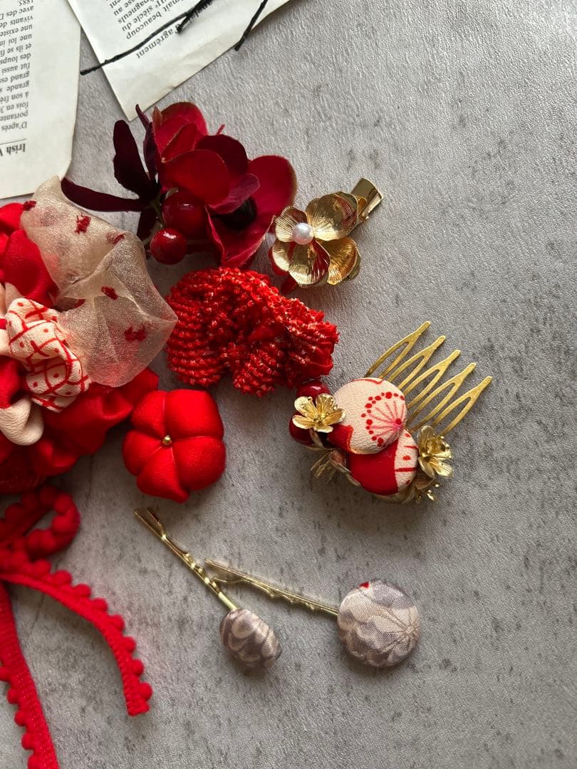 七五三　七五三髪飾り　ヘッドドレス　着物髪飾り　リメイク髪飾り　079