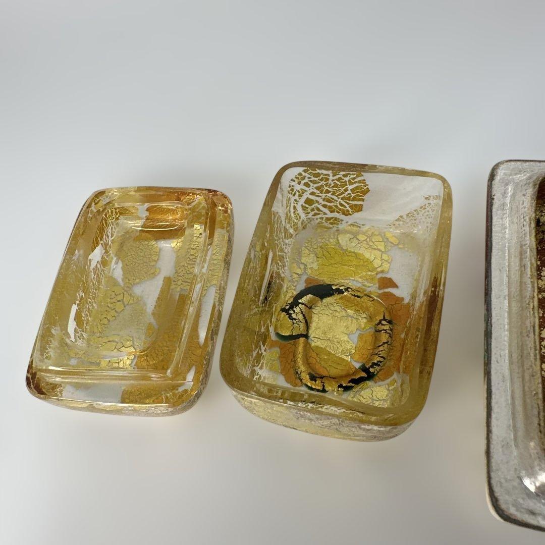 茶道具 乾山写 金彩 茶会 京焼 作家物　陶芸，宮川香雲 金箔琉璃 ニ個まとめ