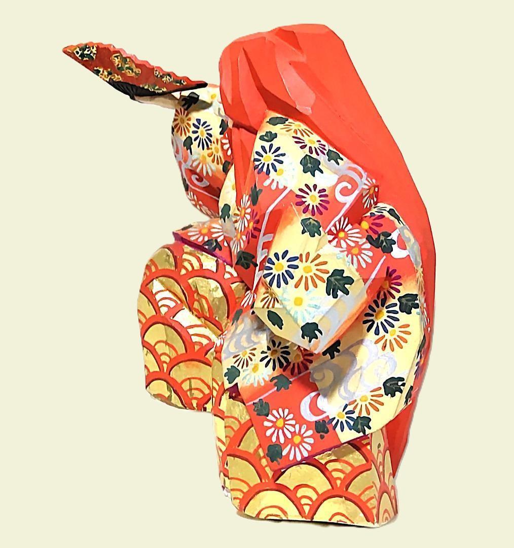 一刀彫 猩々 奈良一刀彫 奈良人形 工芸品 橋本良寿 共箱 置物