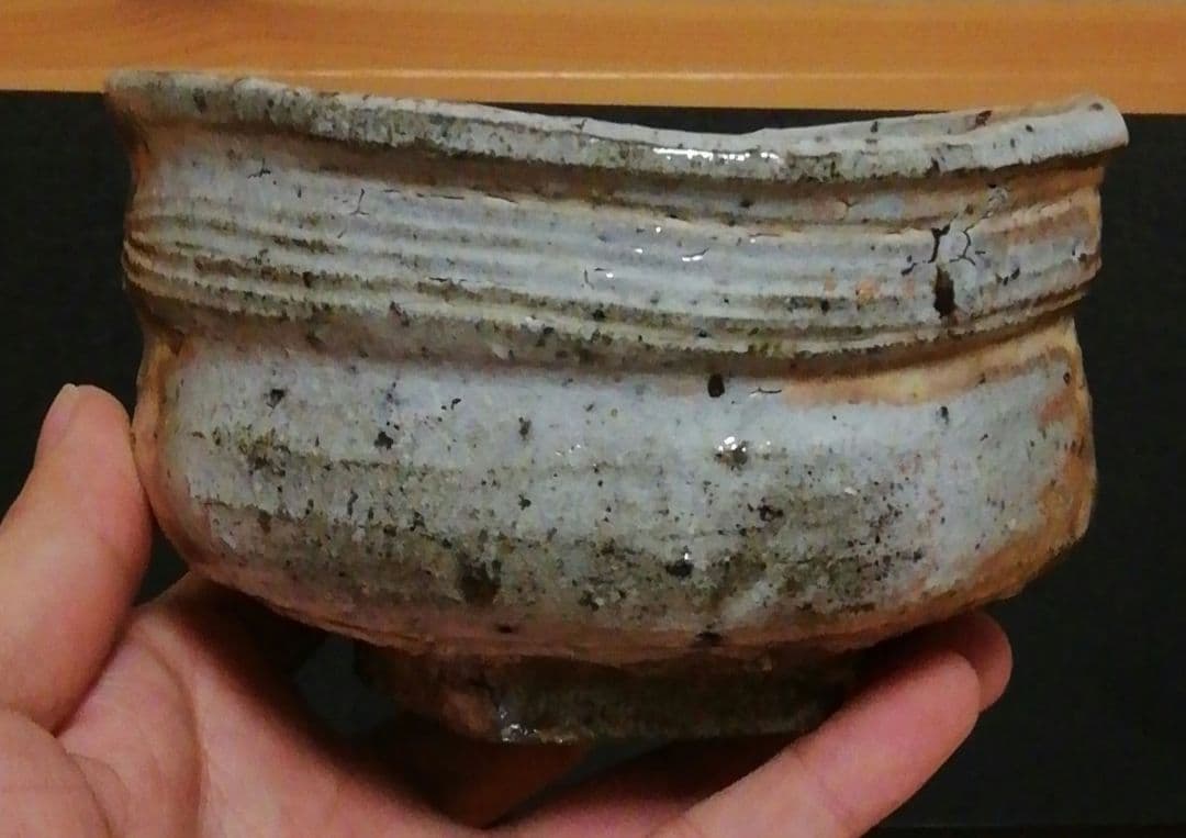 丸田宗彦作　粉引　唐津　沓　茶碗　共箱　共布　略歴付　茶道具