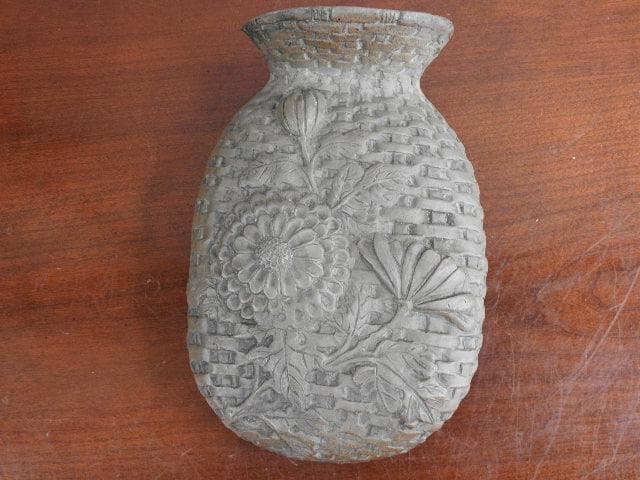 備前焼　竹編花籠形掛花入　M831