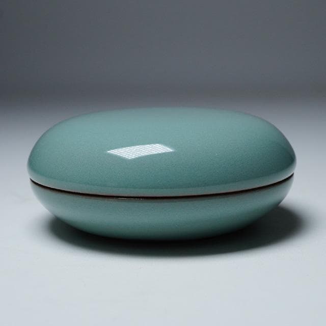 諏訪蘇山　青磁丸香合　共箱　茶道具　炉用