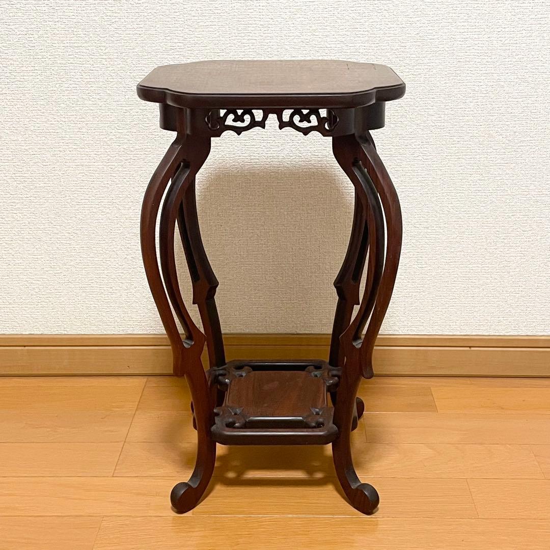 【美品】　指物工芸　総シタン材(紫檀)　漆塗り 花台 アンティーク