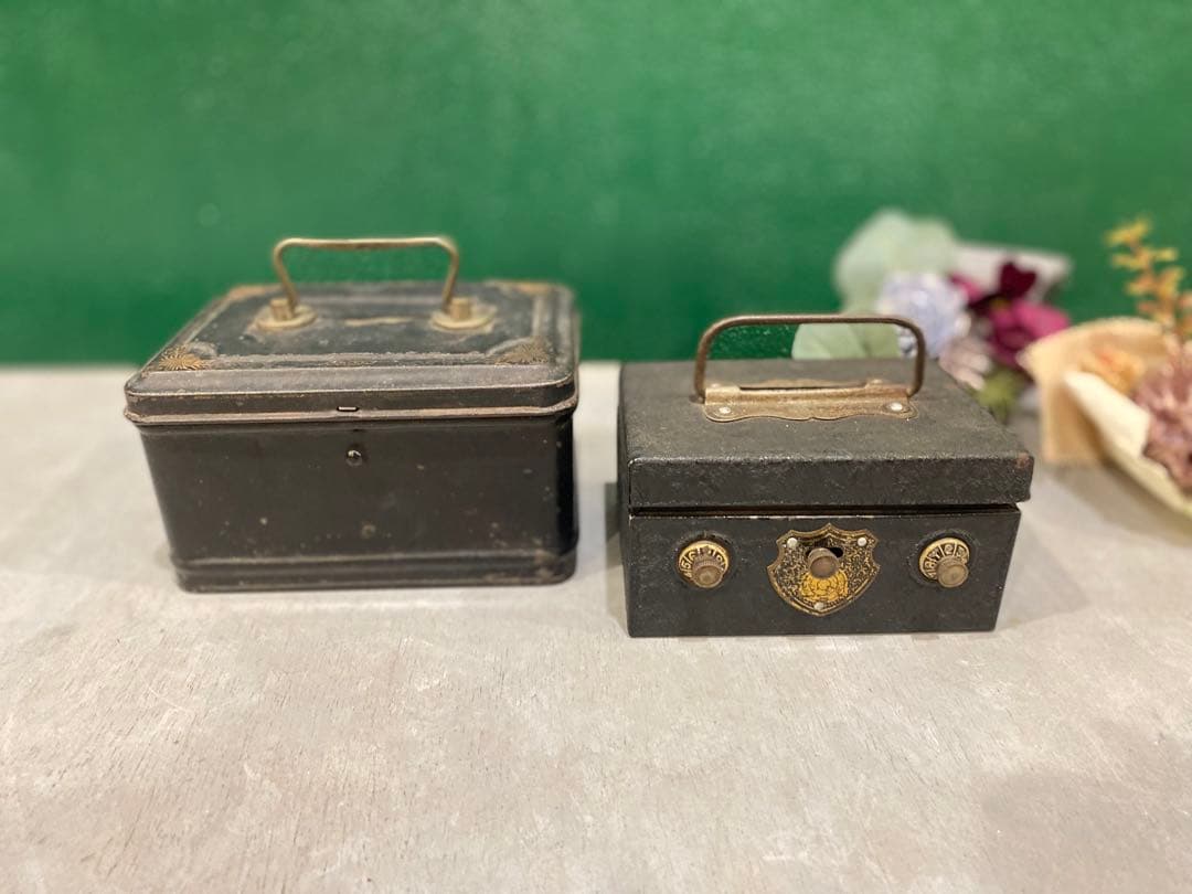 年代物 手提げ金庫 セット アンティーク ビンテージ 昭和レトロ 当時物 希少