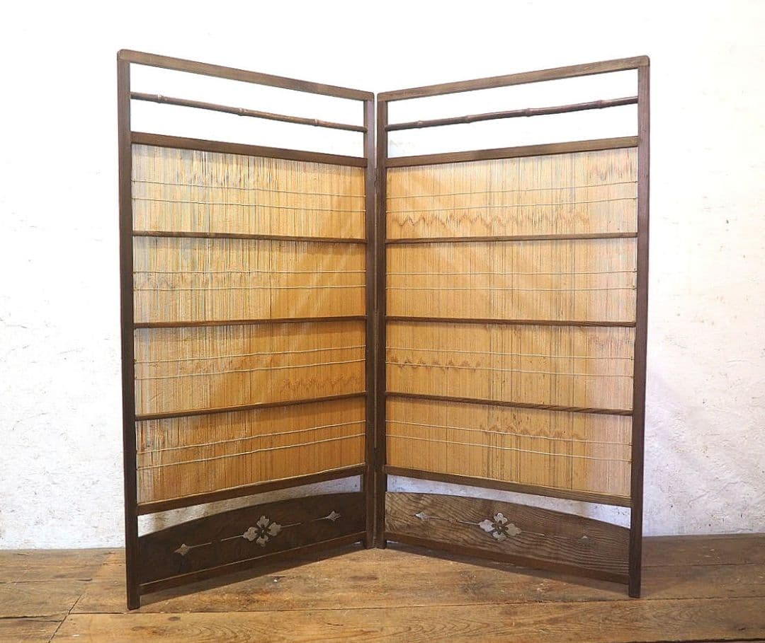 1344 折りたたみ式のレトロな衝立　パーティション　間仕切り　旅館　居酒屋