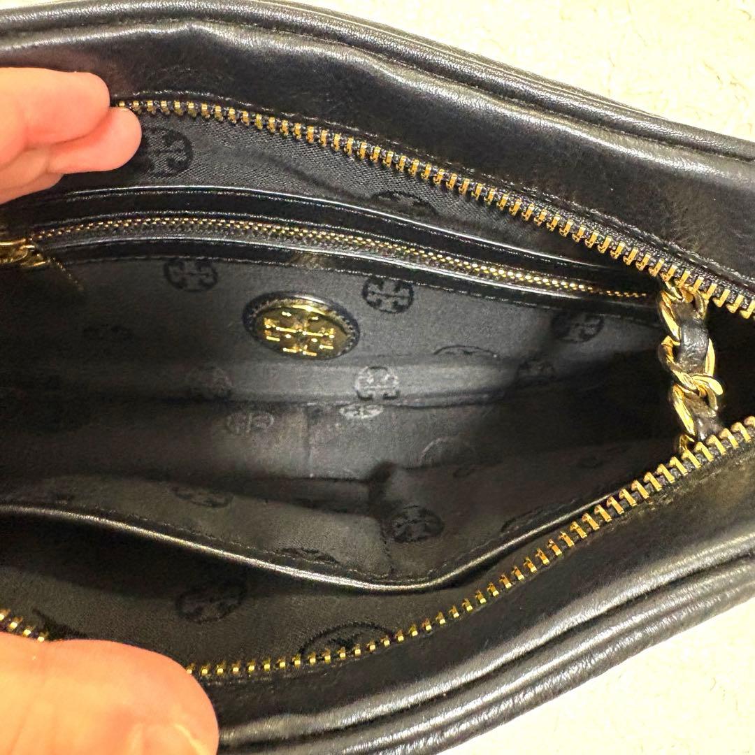TORY BURCH レザー 2WAY ショルダーバッグ 黒 フリンジ