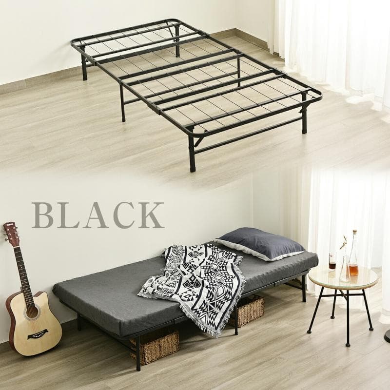 赤字価格！パイプベッド 折りたたみベッド シングル 組立簡単 （S）BLACK