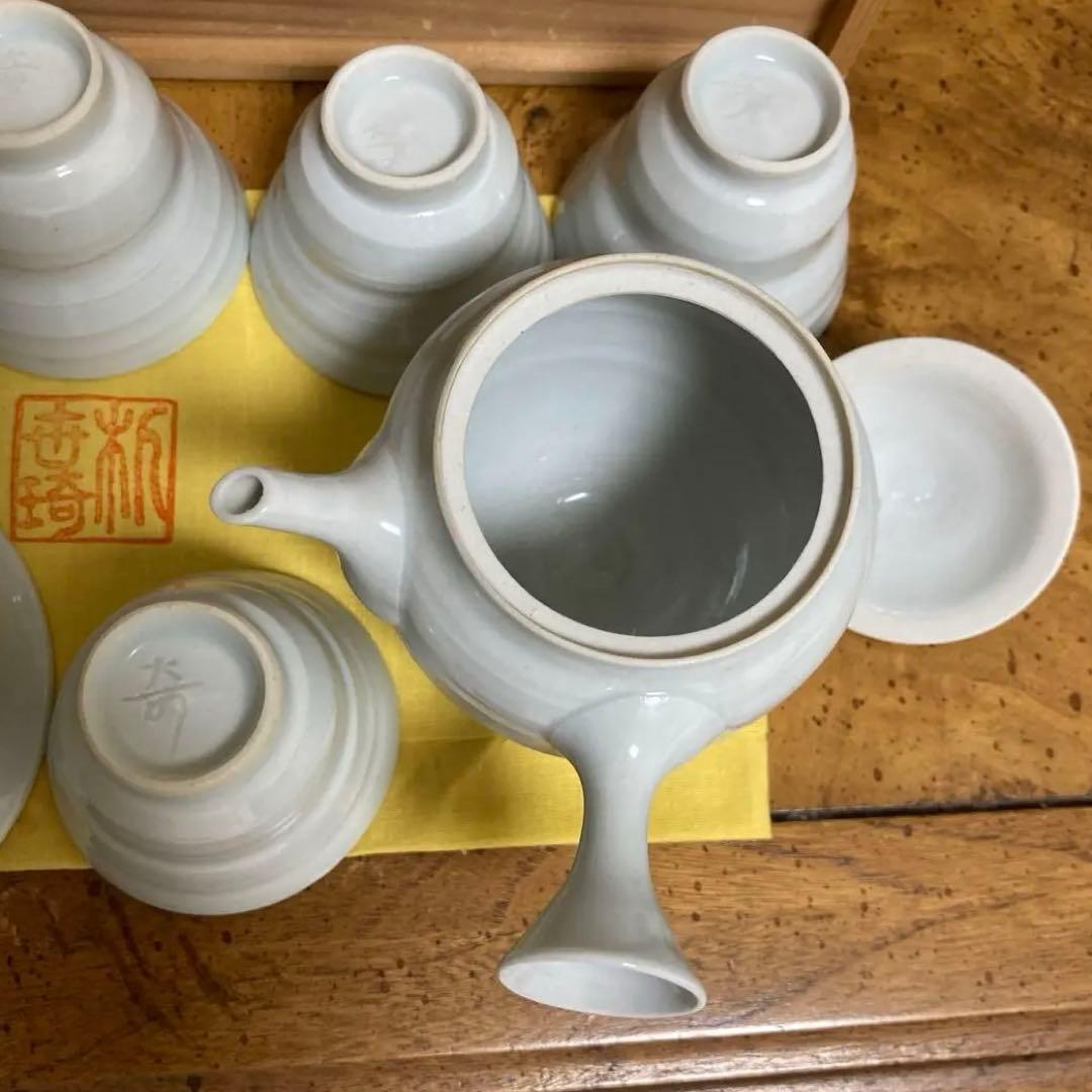 【在銘】人間国宝　朴世琦　奇泉窯　小さな煎茶器セット　玉露　作家物　共箱　共布