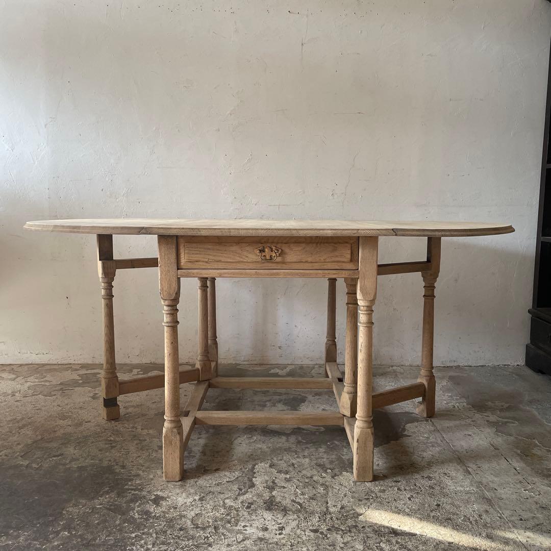 ビンテージ　ドロワーゲートレッグテーブル ドロップリーフテーブル 剥離