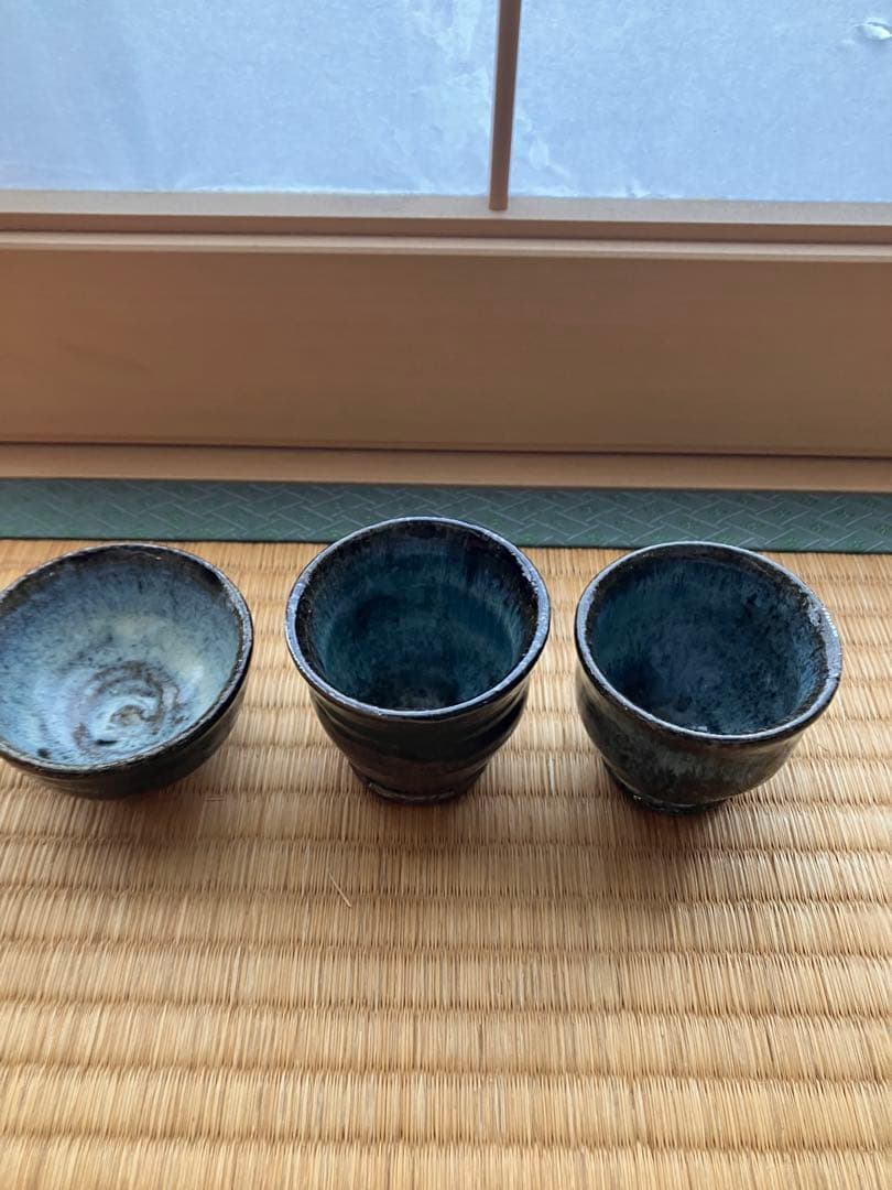 陣ヶ森窯　鈴木照雄　ぐい呑み　3個セット　民藝
