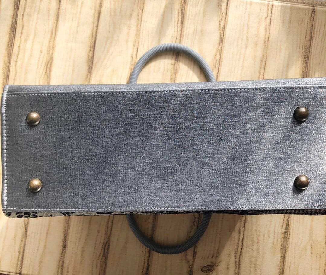 【モダンシック和装用バッグ ‼️】花柄 チェック グレー系