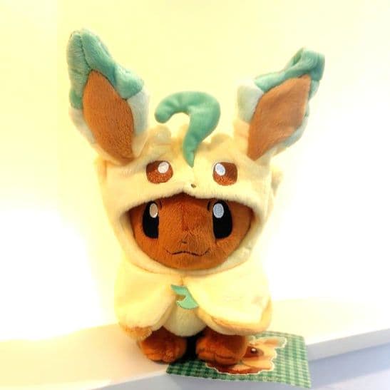ポケモン リーフィアのポンチョを着たイーブイ ぬいぐるみ リーフィア イーブイ