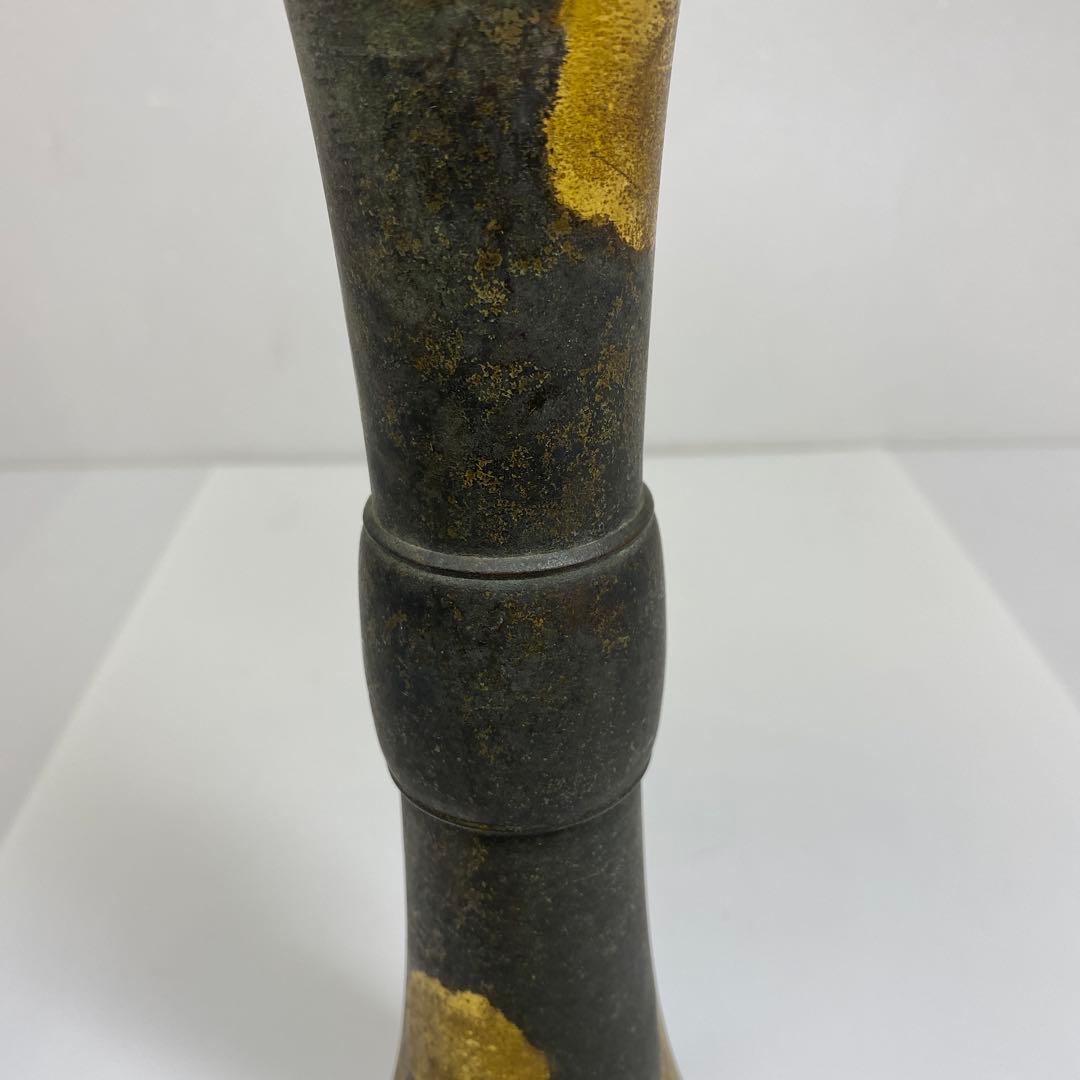 蔵六造　鍍金花入　1065g トヒチサ　東さ7-0714①