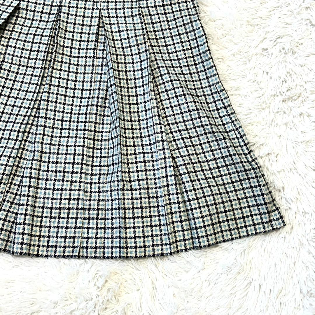 希少　セリーヌ　スカート　L　チェック　フレア　トリオンフ　プリーツ　膝丈