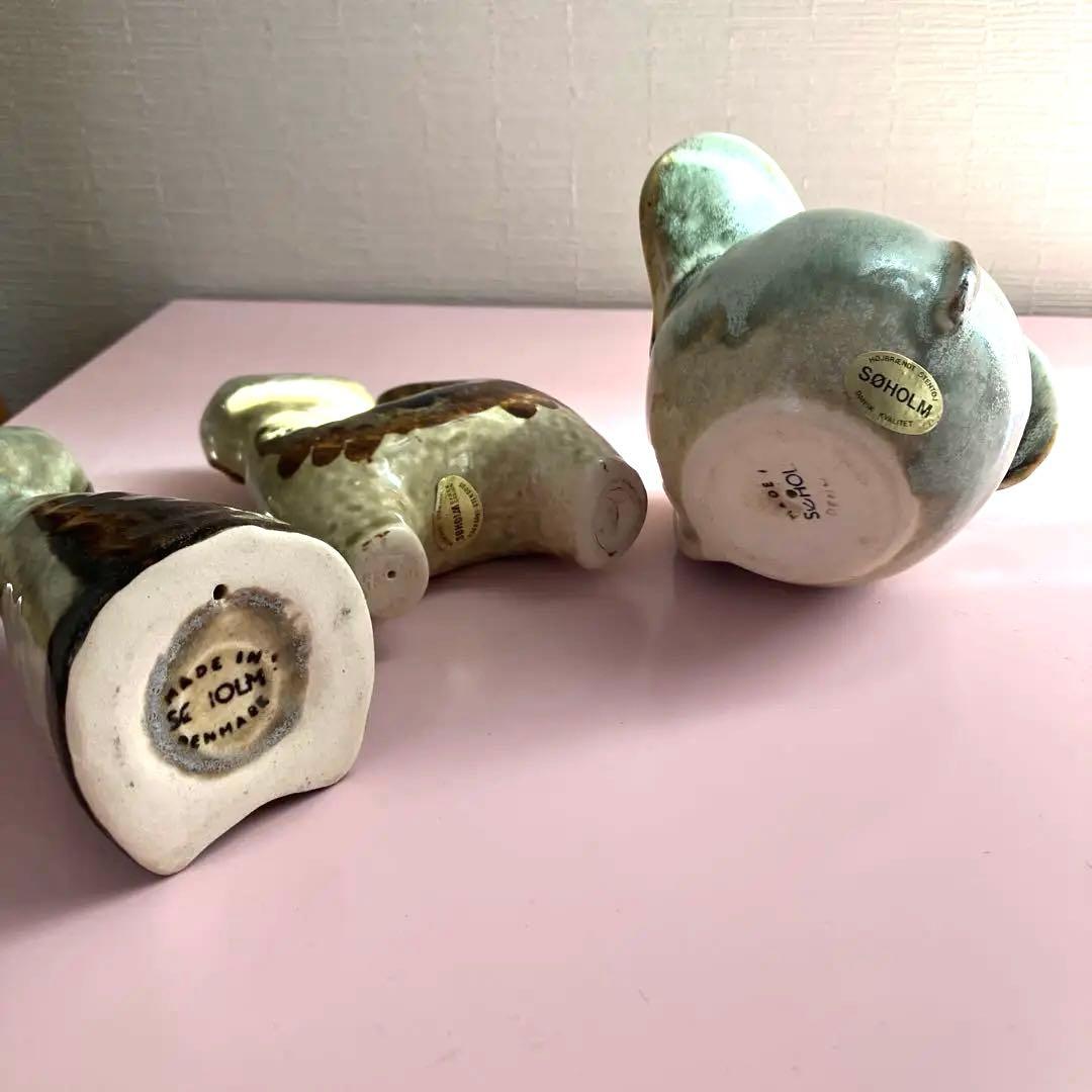 猫と象の陶器フィギュア3点セット　スーホルム　廃絶