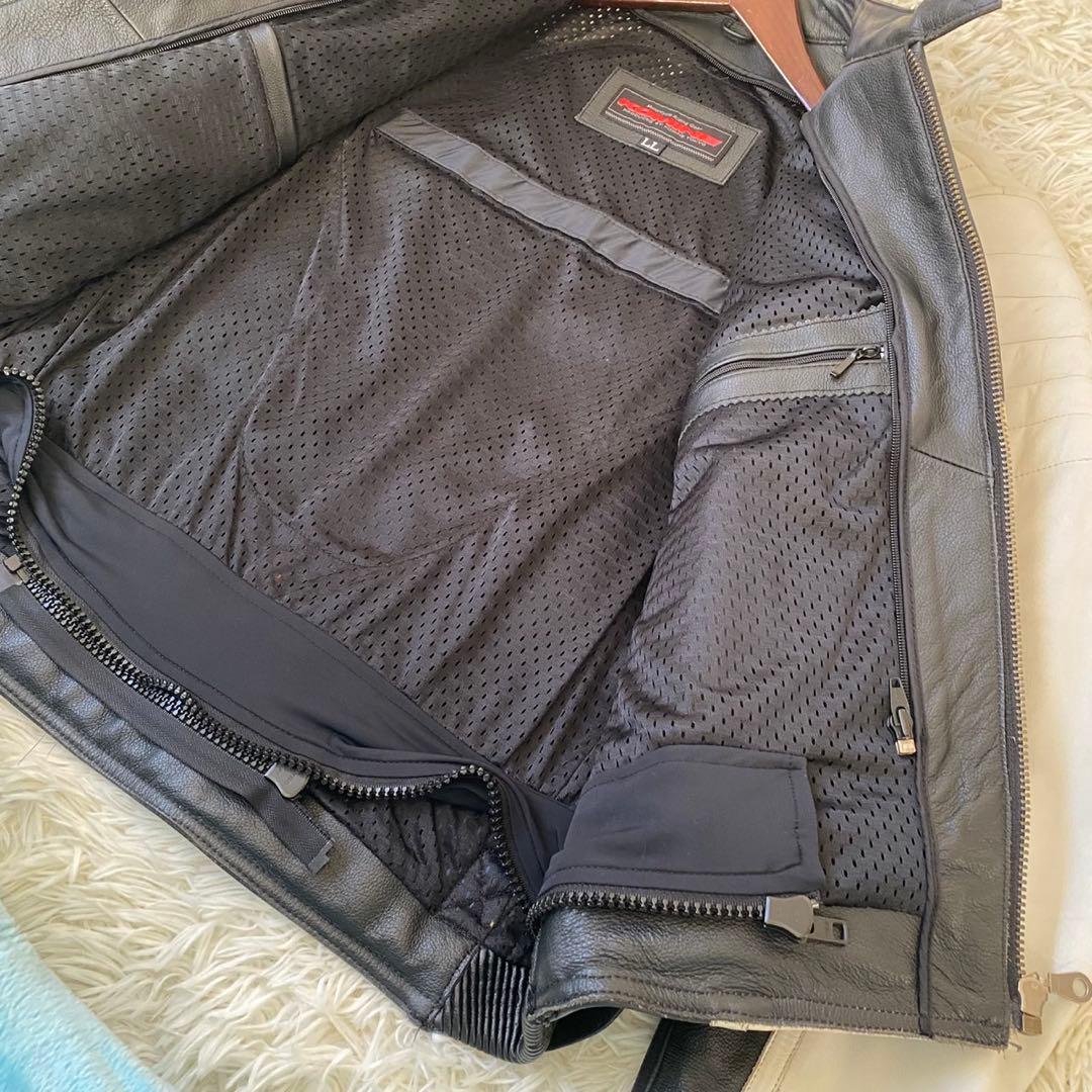 【良品✨】KOMINE バイカー ライダースジャケット シングル 黒 白 XL