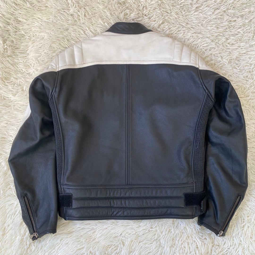 【良品✨】KOMINE バイカー ライダースジャケット シングル 黒 白 XL