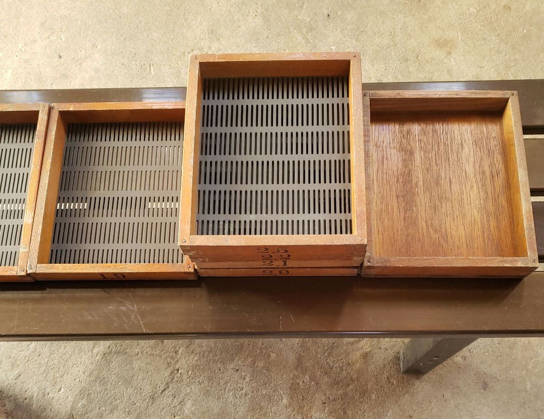 レトロ 木製枠 真鍮網 手篩い 7種set