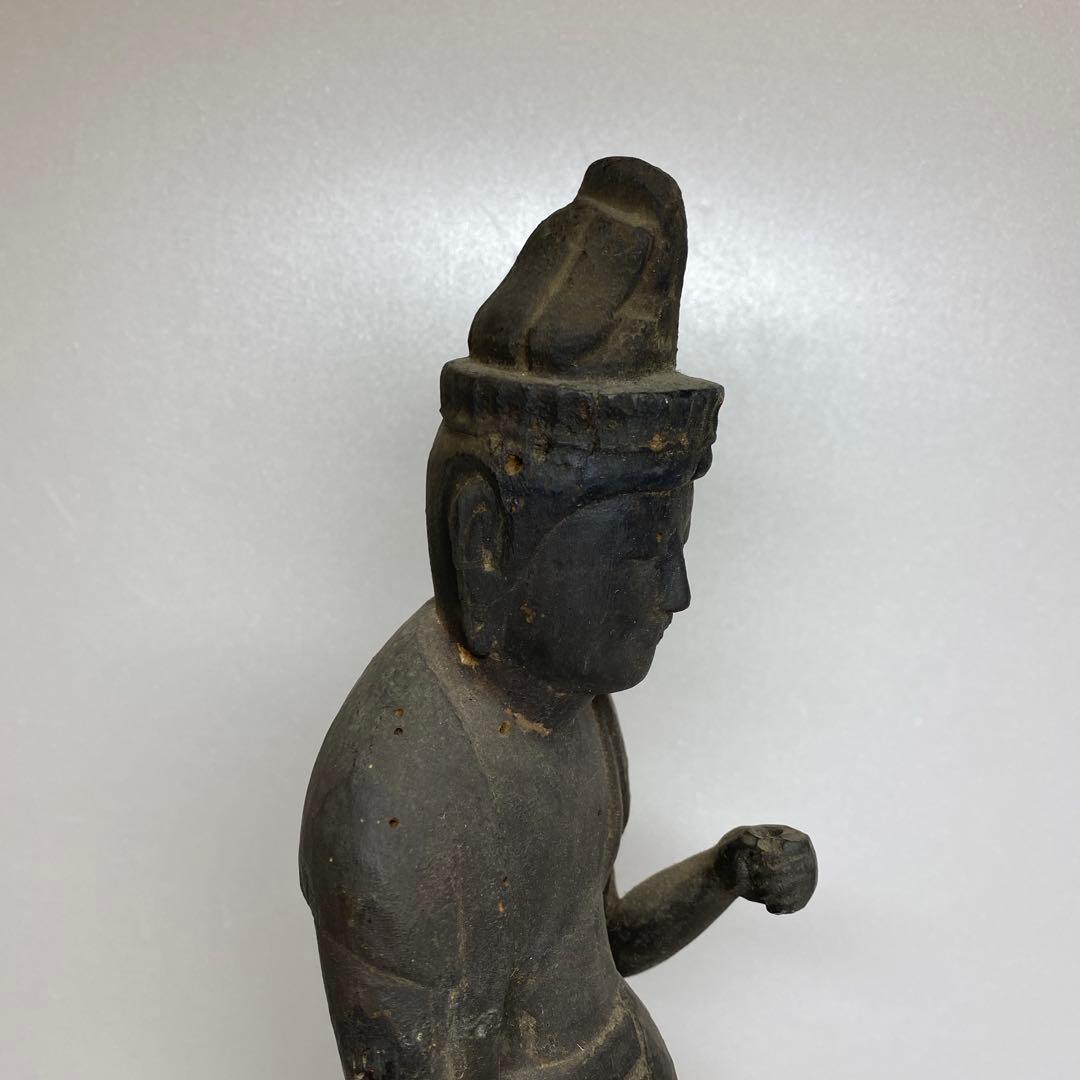 古代　江戸前期以前　木彫観音像　高さ約43㎝　トヒカカ　東さ8-0107☆2F