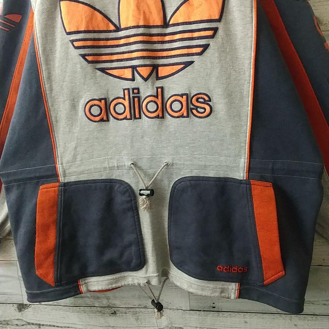 希少☆90s デサント製 アディダス 刺繍 アームロゴ パーカー L～O