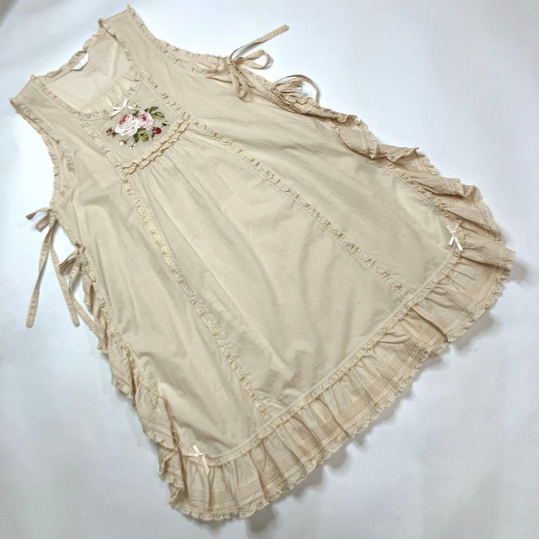 ふ*あ様 【美品】ピンクハウス 生成 バラ刺繍使い 綿ローンタブリエ/2023年