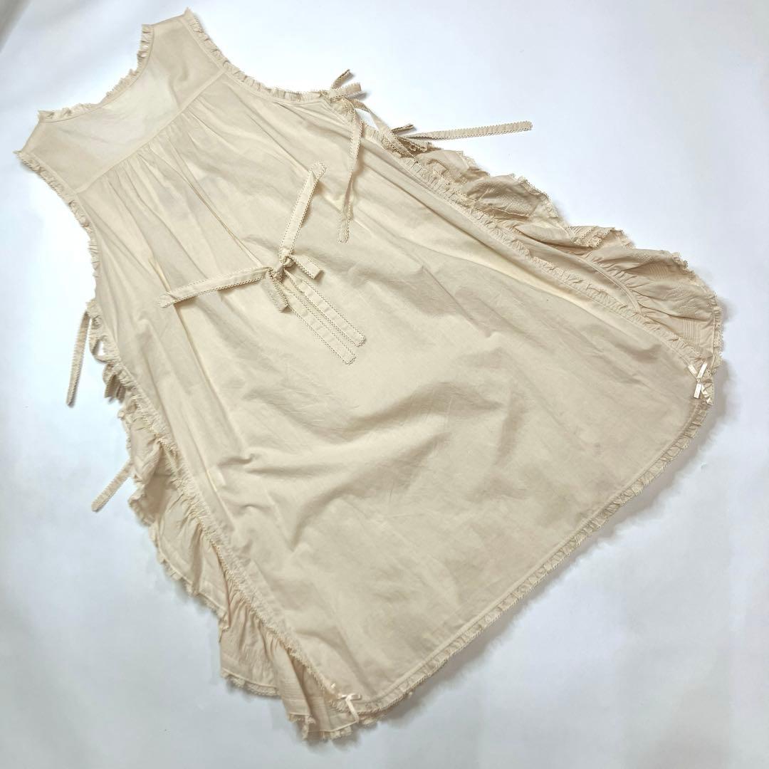 ふ*あ様 【美品】ピンクハウス 生成 バラ刺繍使い 綿ローンタブリエ/2023年