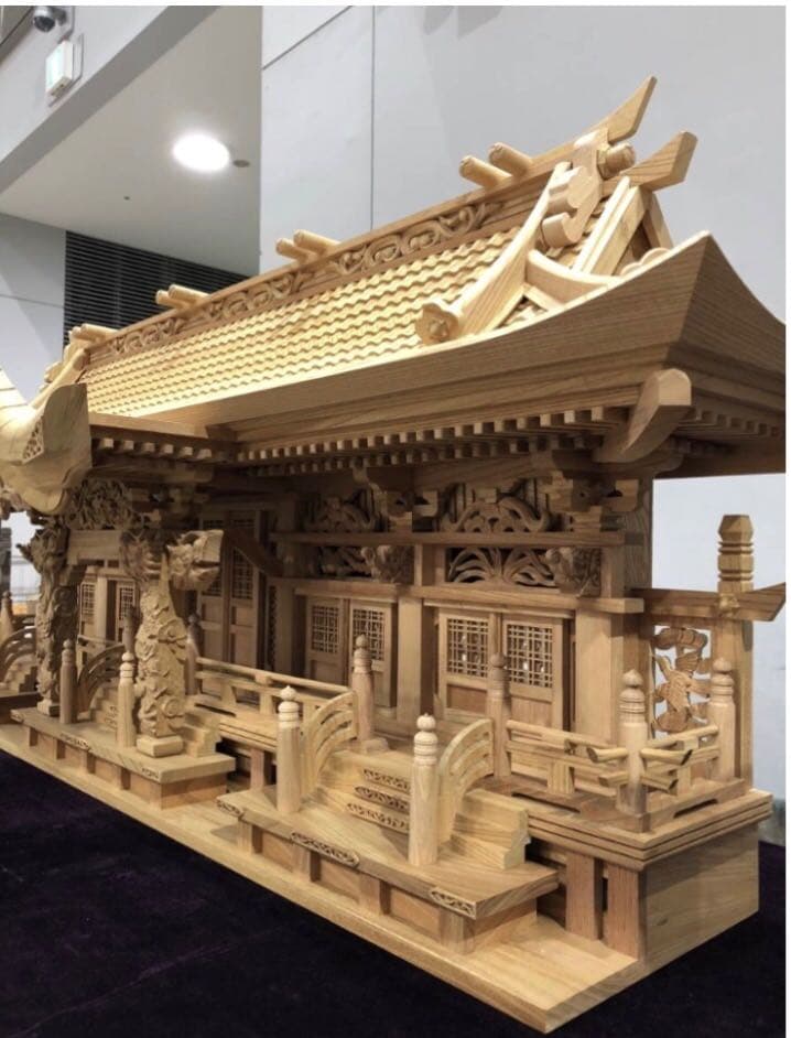 総ケヤキ材 金具なし無双作 別注品 最高級品 特大号 入母屋造本殿 141cm