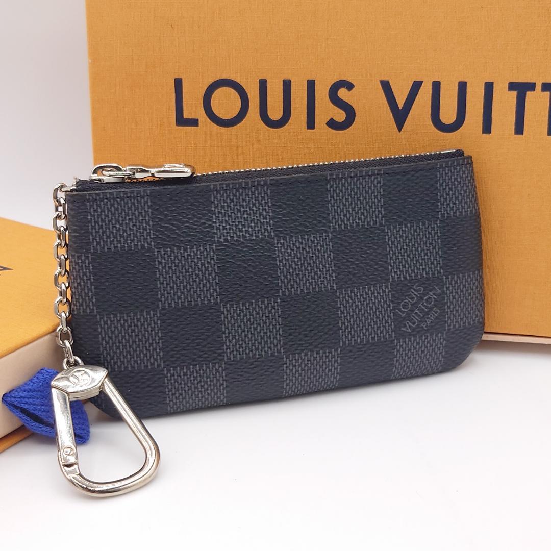 極美品です!ダミエ グラフィット ポシェットクレ N60155 キーリング付