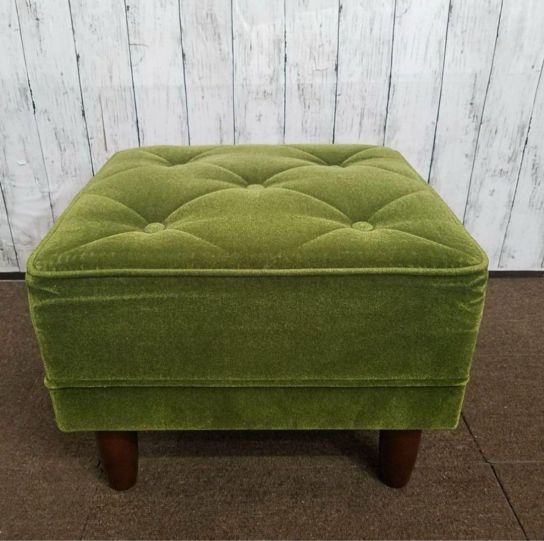 美品 カリモク60 モケットグリーン オットマンX36206 QD