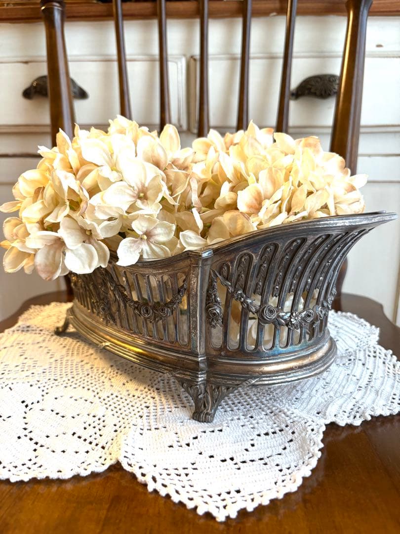 ♡ フランスアンティーク　ジャルディニエール　ローズガーランド　リボン　オルモル