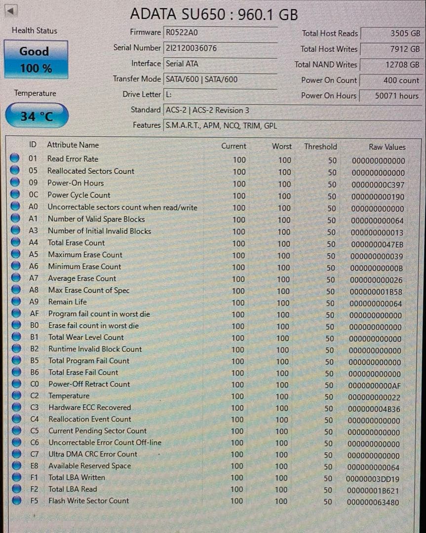 内蔵型SSD ADATA 2.5 inch SATA SSD SU650 960GB
