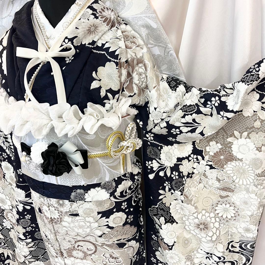 ■オーダー仕立て付き■新作■濃紺地正絹振袖フルセット■振袖一式■成人式