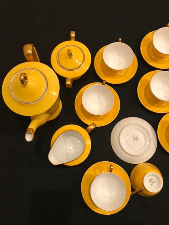 オールドノリタケの素晴らしいコーヒーポットセット　コーヒーカップ、ソーサー７客