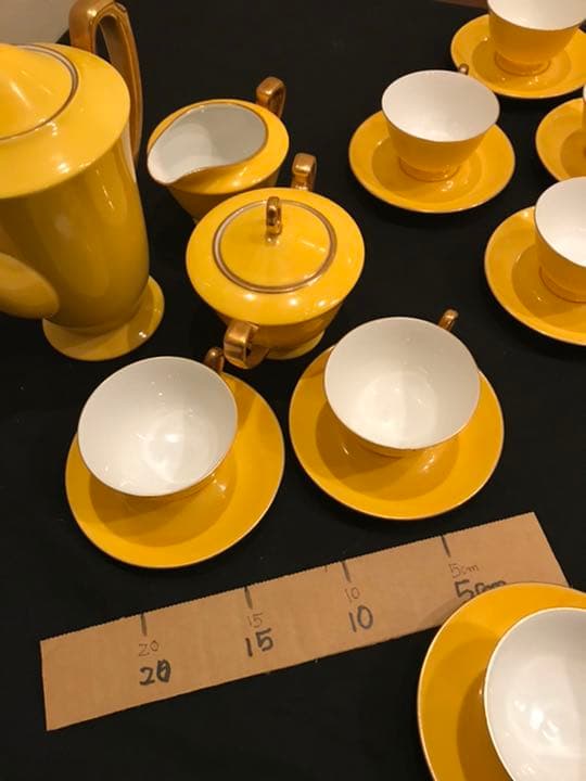 オールドノリタケの素晴らしいコーヒーポットセット　コーヒーカップ、ソーサー７客