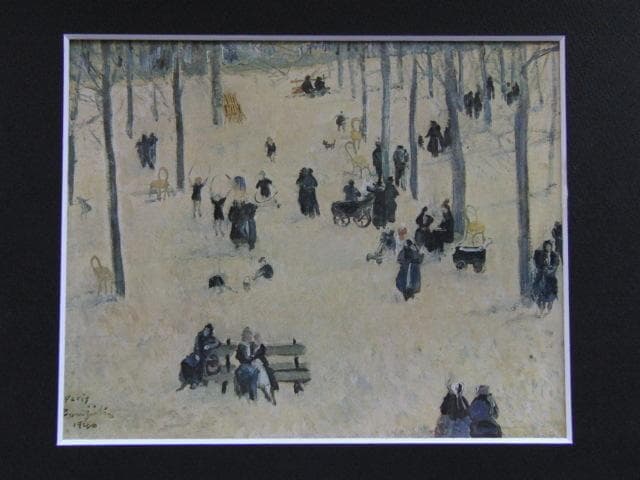 藤田嗣治、「Le Parc public」、希少画集の額装画、人気作品