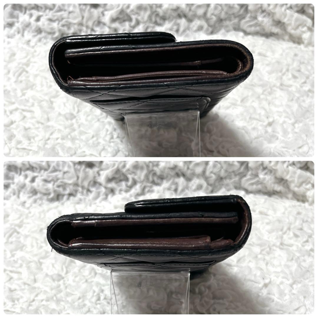 CHANEL マトラッセ シャネル　ココマーク ラムスキン 財布　三つ折り　レザ