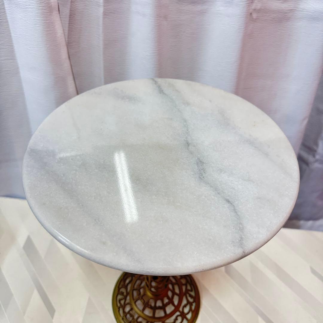 アンティーク 真鍮製 ヴィンテージ 大理石 サイドテーブル 花台 インテリア