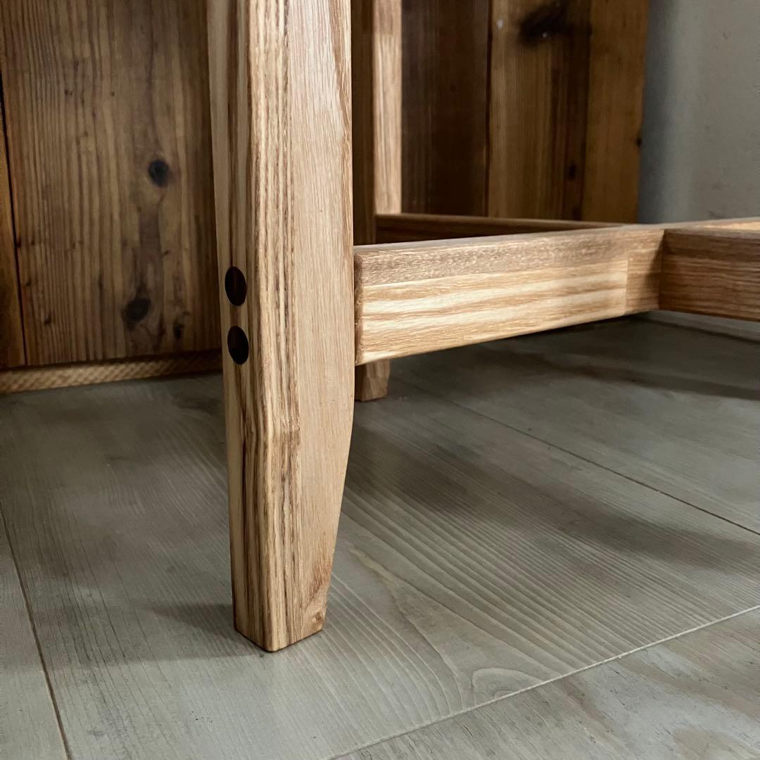 リノリウム×タモ　サイドテーブル　カフェテーブル　ハンドメイド