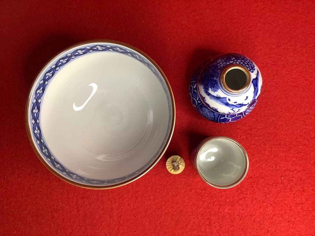 茶道具 三点セット　祥瑞 山水 昭阿彌 （茶碗・振出・茶巾筒）【新品未使用】