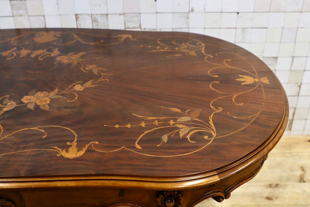 GMHH470○イタリア製 最高級 象嵌細工 ダイニングテーブル 食卓テーブ