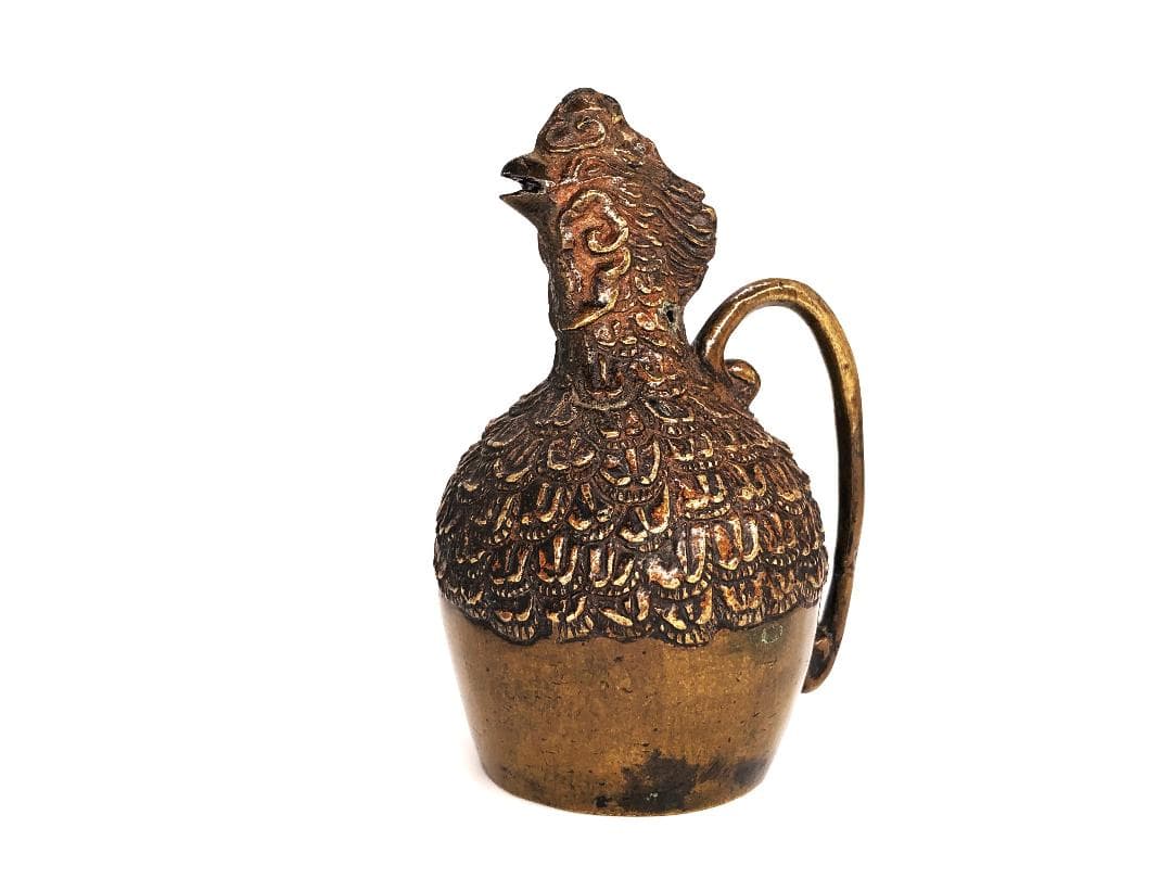 【 彫金鳳凰水滴 】　万成刻　中華清朝古玩　養生桐箱付