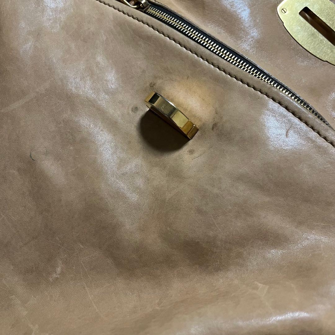 ミュウミュウ miu miu レザー ブラウン ゴールドロゴ ショルダーバッグ