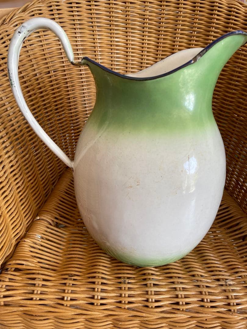 パンジーホーロージャグ フランスアンティーク