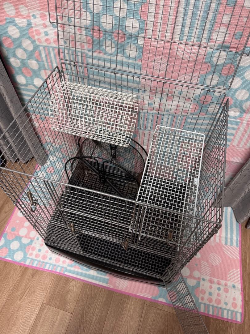 SANKO 60ハイメッシュ　小動物ケージ　回し車付、遊びパーツ2個付き