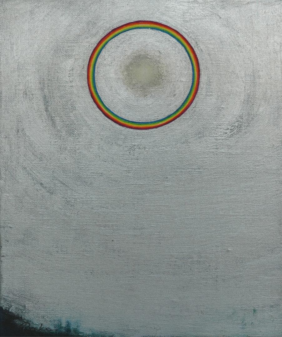 油絵 菅家令子 絵 絵画インテリア額付(青緑＋金色の枠) F3-S72023 祈