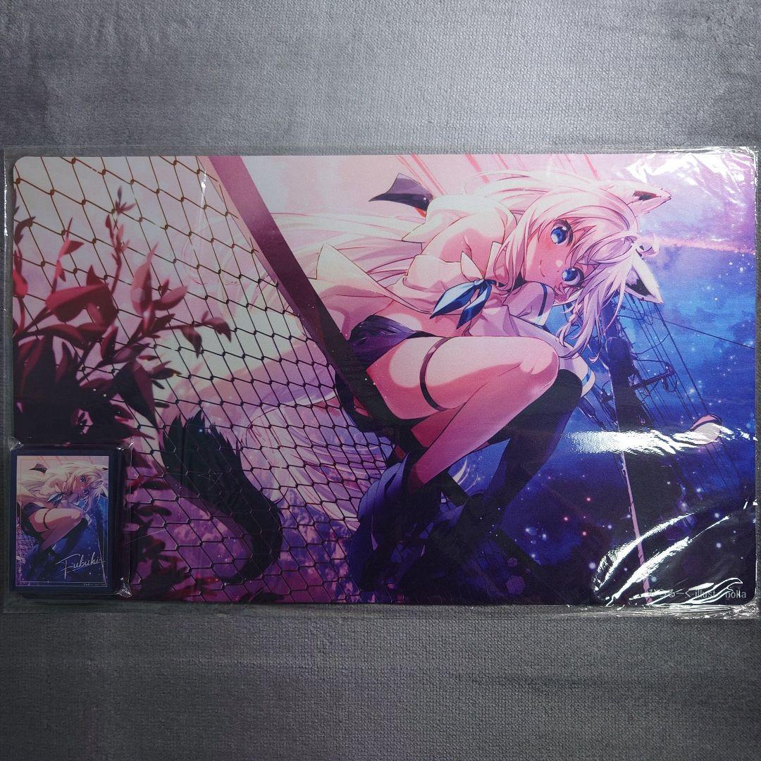 α2 ホロライブ フェンスに座る&サイン 白上フブキ スリーブ&プレイマット