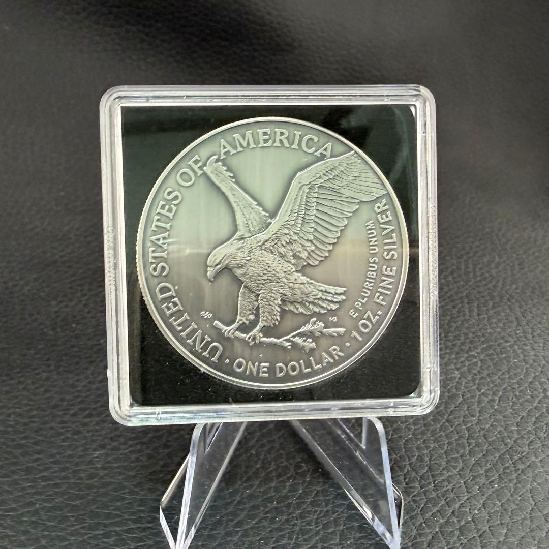 世界300枚限定 イーグル 銀貨 カラー + アンティーク仕上げ 稲妻の騎士